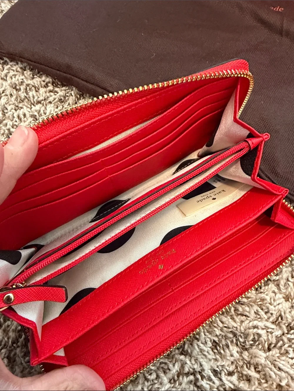 kate spade Red, Cream & Black Colorblock Saffiano Satchel with Wallet